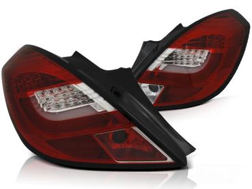 LED Lightbar Rückleuchten für Opel Corsa D (3-Türer) Bj. 06-14 Rot/Chrom